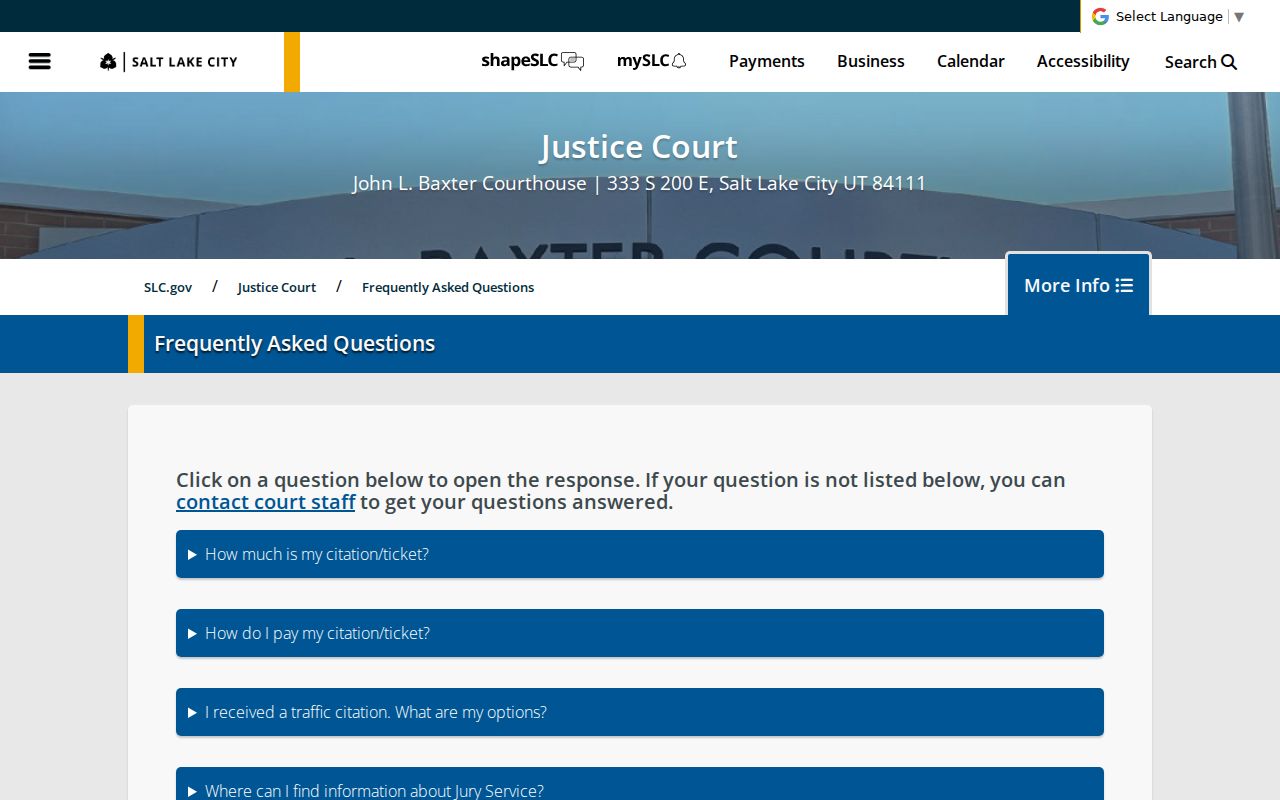 Utah municipal warrant information from a city Justice Court