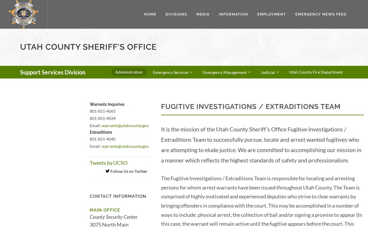 Utah outstanding warrants local sheriff information example